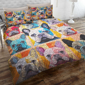 Pug French Bulldog Christmas Quilt Bed Set Gifts For Dog Lovers 01HUDT061124-Homacus