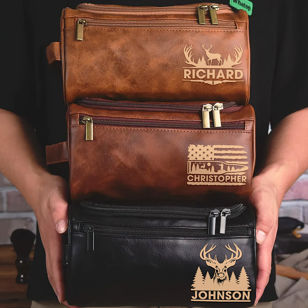 Hunting Men's Leather Toiletry Bag - Personalized Gifts 03huqn060325-Homacus