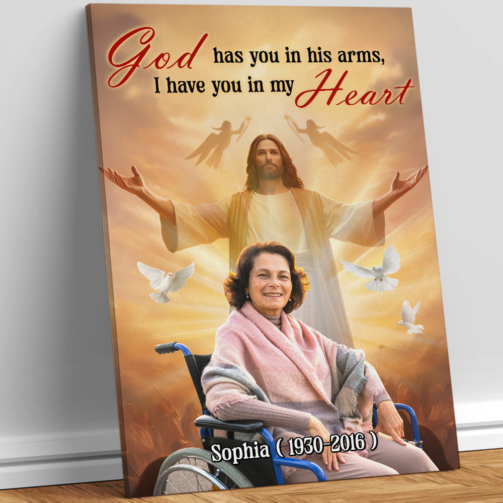 Custom Photo Gifts For Family Canvas Print 02hutn311224 God Have You In His Arms I Have You In My Heart-Homacus