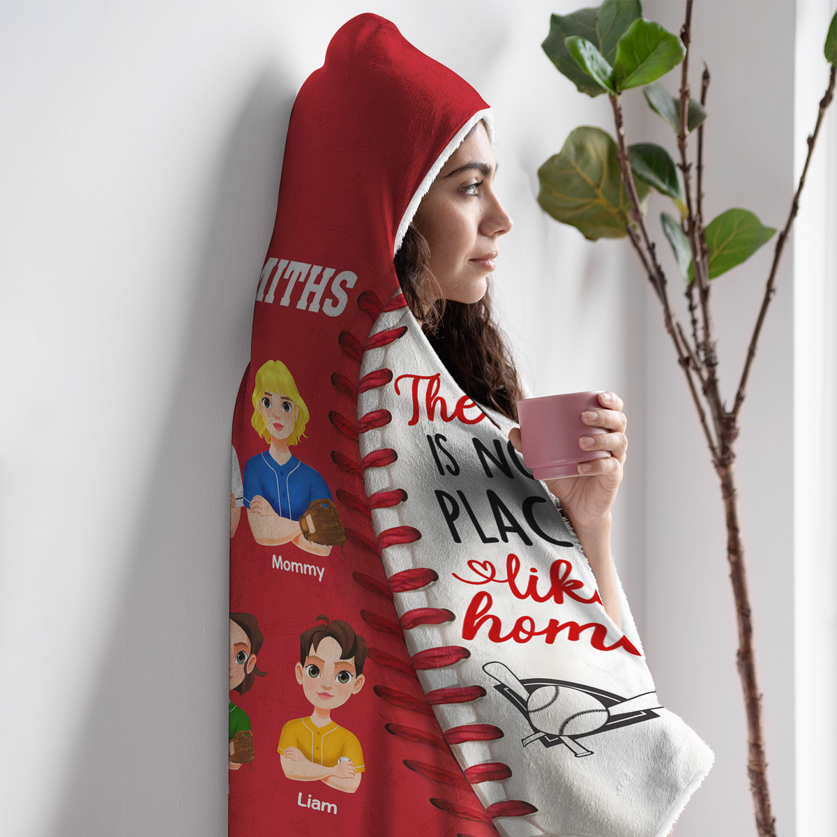 Personalized Gifts For Baseball Family Hooded Blanket, No Place Like Home 03TGPU061124HG-Homacus