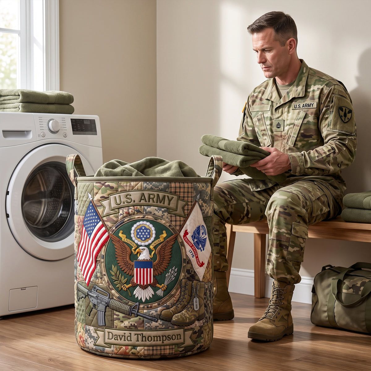 Military Quilted Laundry Basket - Personalized Gifts 03huqn240726