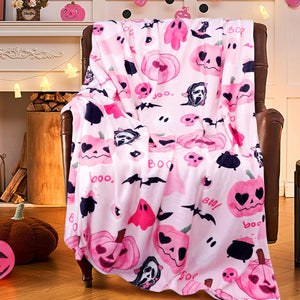 Cute Scream & Pumpkin Pattern Halloween Blanket 55laxx180725-Homacus