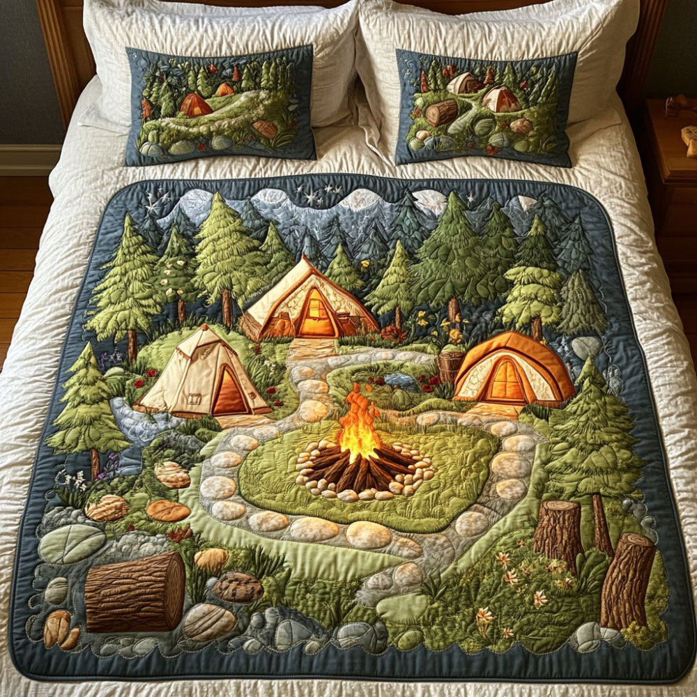 Gifts For Camping Lovers Quilt Bed Set Cozy Tents-Homacus