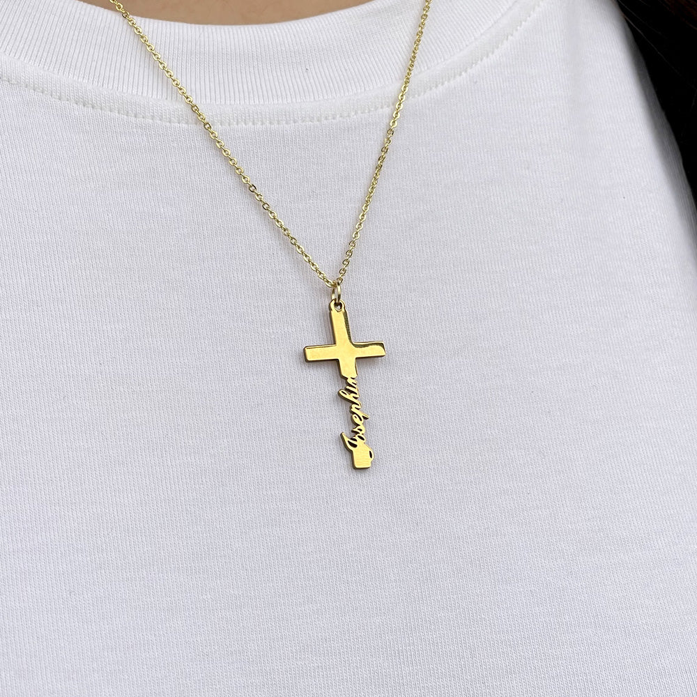 Personalized Cross Name Necklace 29-Homacus