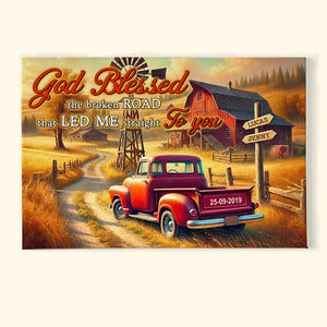 Personalized Gifts For Couple Canvas Print 02qhtn121224 God Blessed The Broken Road That Led Me Straight To You-Homacus