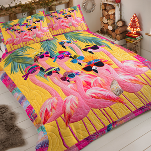 Personalized Gifts For Christmas Flamingo Quilt Bed Set 04HUPU051124-Homacus