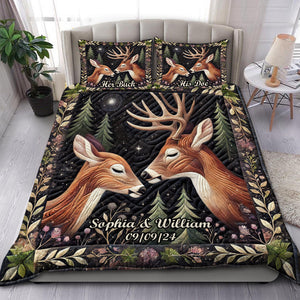 Personalized Gifts For Couple Quilt Bed Set, Romantic Deer Couple 03qhdt241224-Homacus