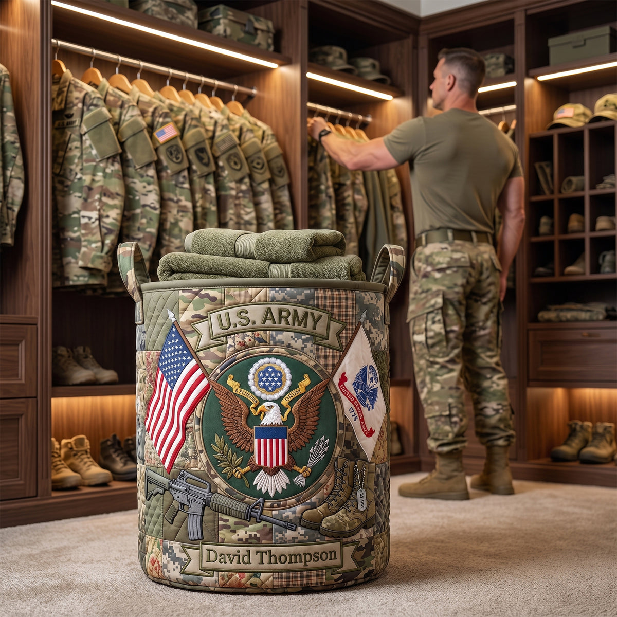 Military Quilted Laundry Basket - Personalized Gifts 03huqn240726