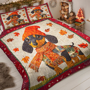 Dachshund Dog Christmas Quilt Bed Set Gifts For Dog Lovers 05HUDT041124-Homacus