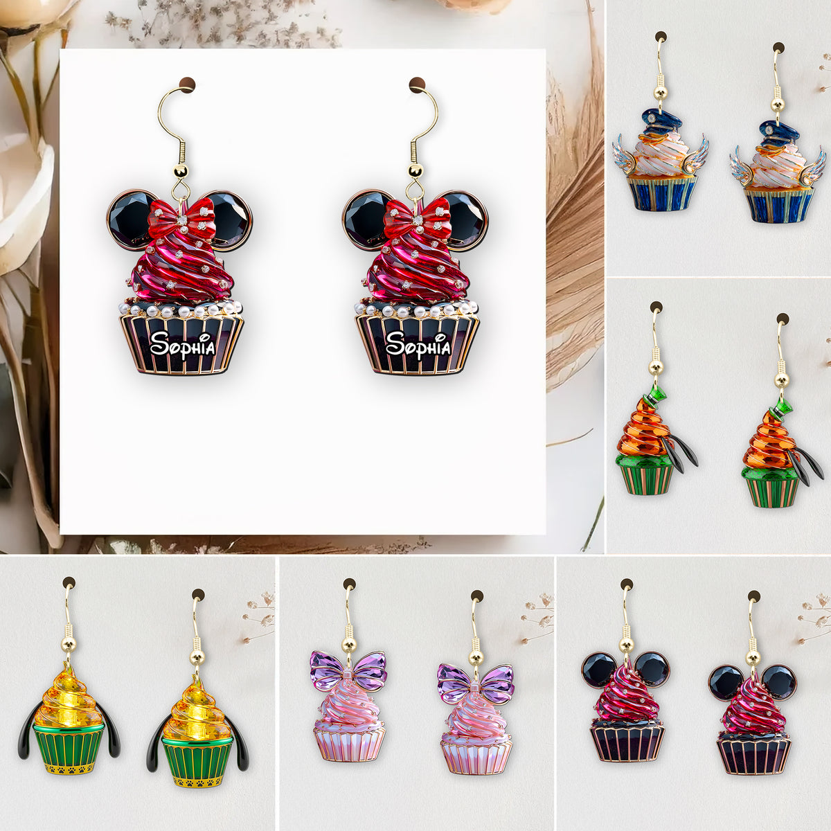 Cute Cupcakes Earrings - Personalized Gifts For Cartoon Lovers 01TGDT080725-Homacus