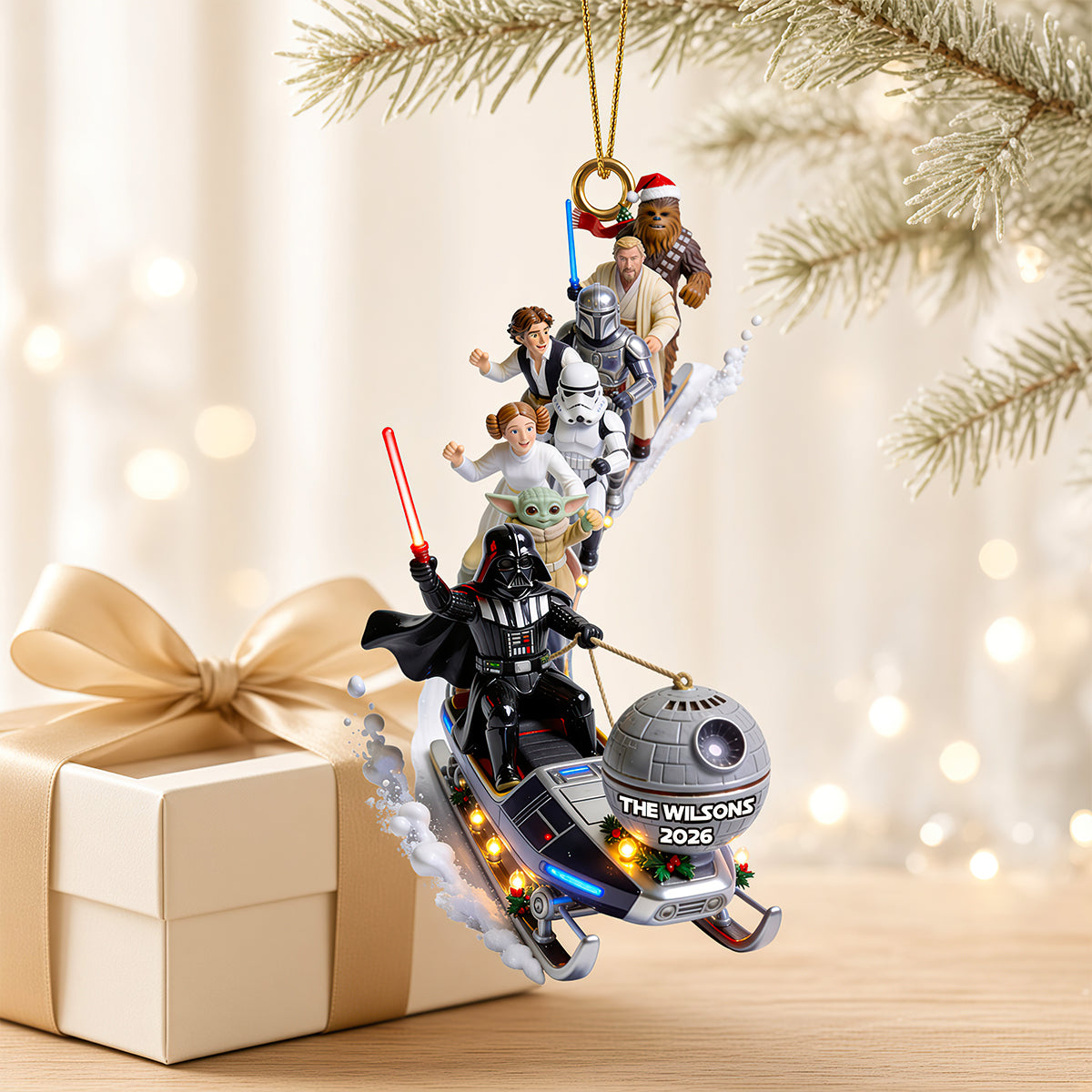Elliptical Snow Slide Acrylic Ornament - Personalized Gifts 01QHDT310826-Homacus