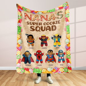 Personalized Christmas Gifts For Grandma Blanket, Super Cookie Squad 02kapu111024-Homacus