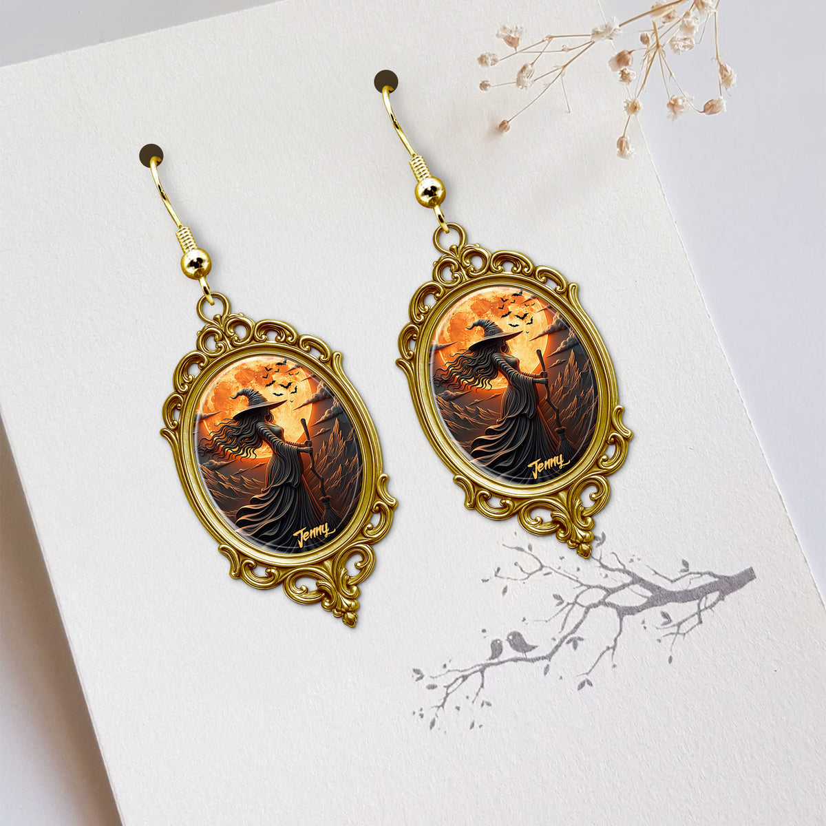 Mystic Witch Moon Earrings - Personalized Gifts For Witch Lovers 01PGTN110725-Homacus