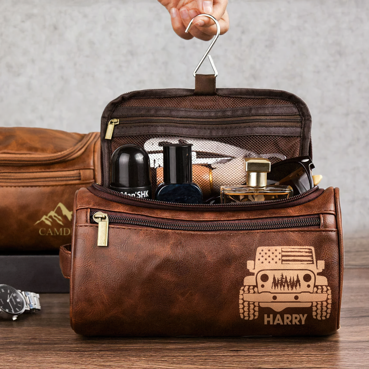 Personalized Gifts For Off-road Lover Leather Toiletry Bag 01hupu120325-Homacus