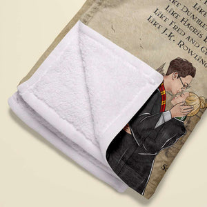 Personalized Gift For Couples, Couple Blanket 02HUDT260924PA Wizard Couple Kissing-Homacus