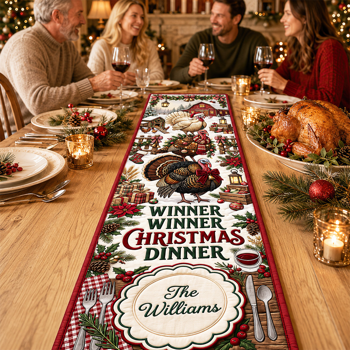 Winner Winner Christmas Dinner Quilted Table Runner - Personalized Christmas Gifts 07padt150826-Homacus