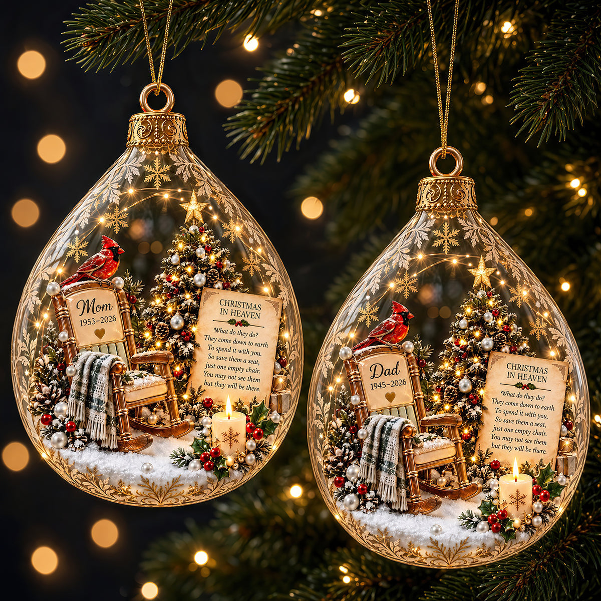 Christmas In Heaven Cardinal Ornament - Personalized Memorial Gift 07PADT300926-Homacus