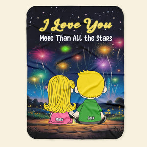 Personalized Gifts For Couple Blanket 02xqtn021224hg Love You More Than All The Stars-Homacus