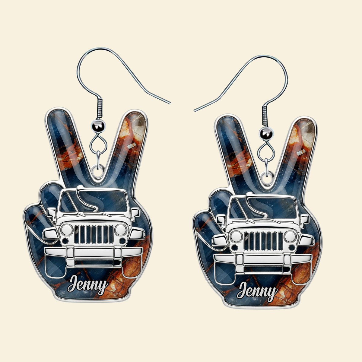 Off-road Hand Sign Earrings, Personalized Gifts For Off-Road Girl 02qhtn120725-Homacus