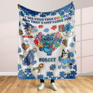 Personalized Gifts For Autism Blanket Inflated Effect 04ohpu200225-Homacus