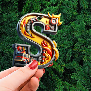 Custom Alphabet Letter Gifts For Fire Truck Lover Christmas Ornament 021xqtn241024-Homacus