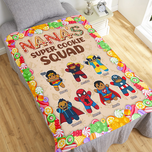 Personalized Christmas Gifts For Grandma Blanket, Super Cookie Squad 02kapu111024-Homacus