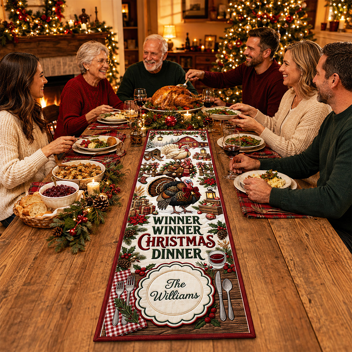 Winner Winner Christmas Dinner Quilted Table Runner - Personalized Christmas Gifts 07padt150826-Homacus