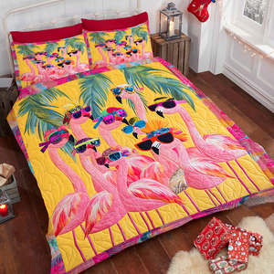 Personalized Gifts For Christmas Flamingo Quilt Bed Set 04HUPU051124-Homacus