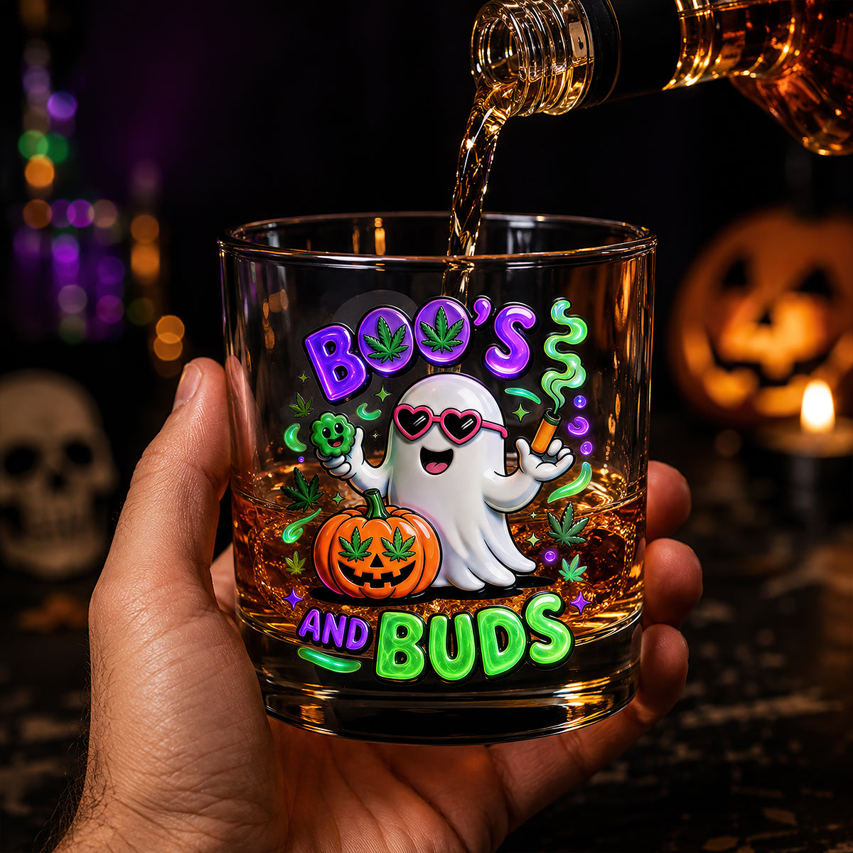 Stoner Boo Round Glass - Personalized Halloween Gifts 04TODT170826-Homacus
