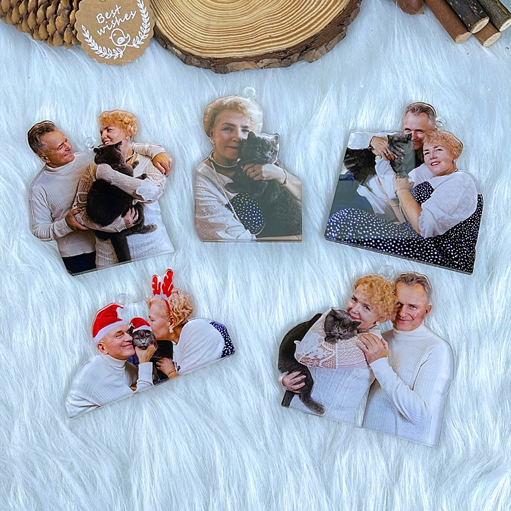 Custom Photo Gifts for Cat Lovers Couple Ornament 115acvp140924-Homacus