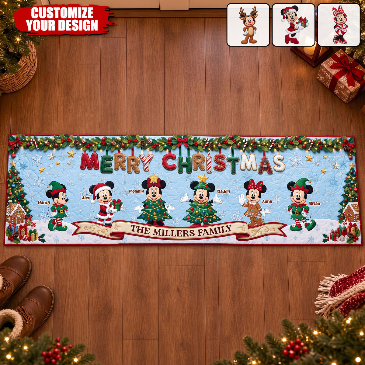 Christmas Family Runner Rug - Personalized Gifts For Christmas Runner Rug 02PATI040926