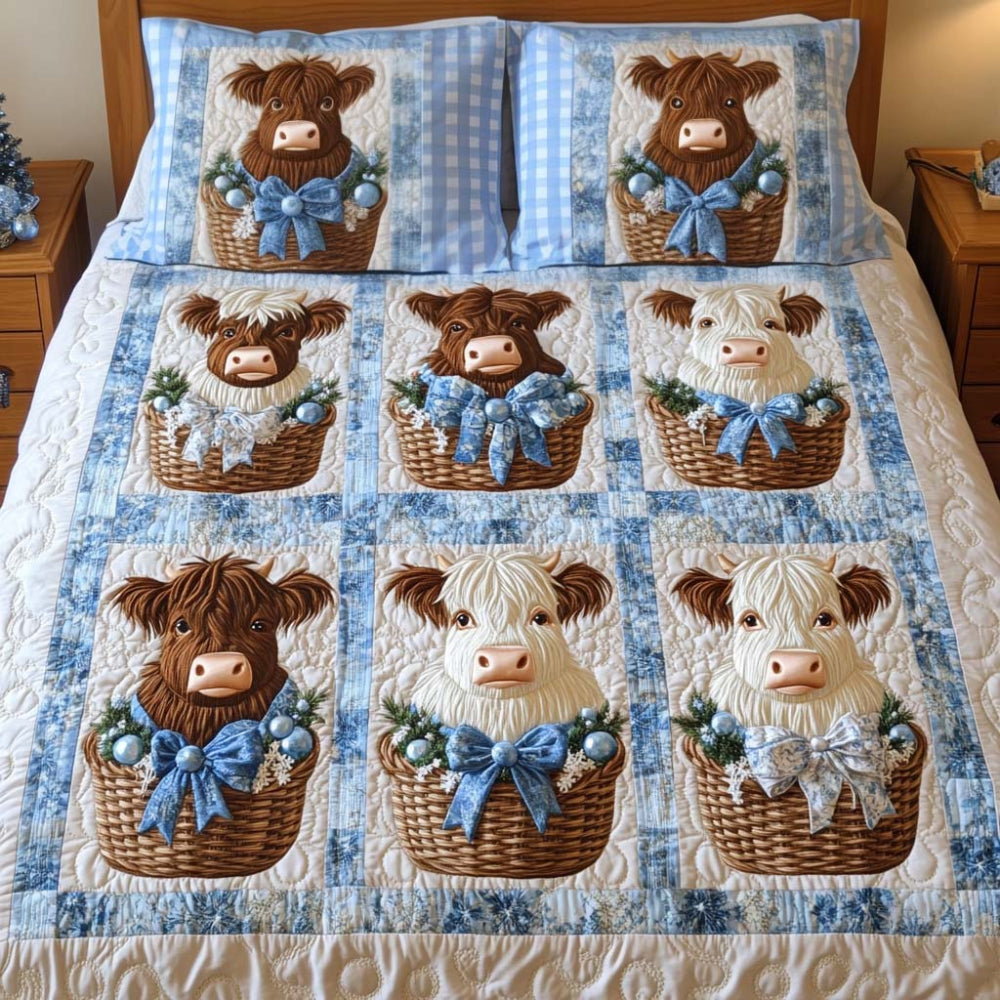 Gifts For Highland Cow Lovers Quilt Bed Set Basket Charms-Homacus