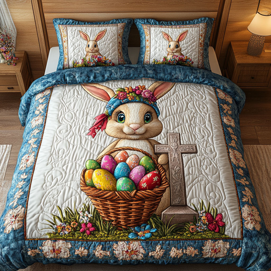 Gifts For Easter Quilt Bed Set Blossom Bunny Hope-Homacus