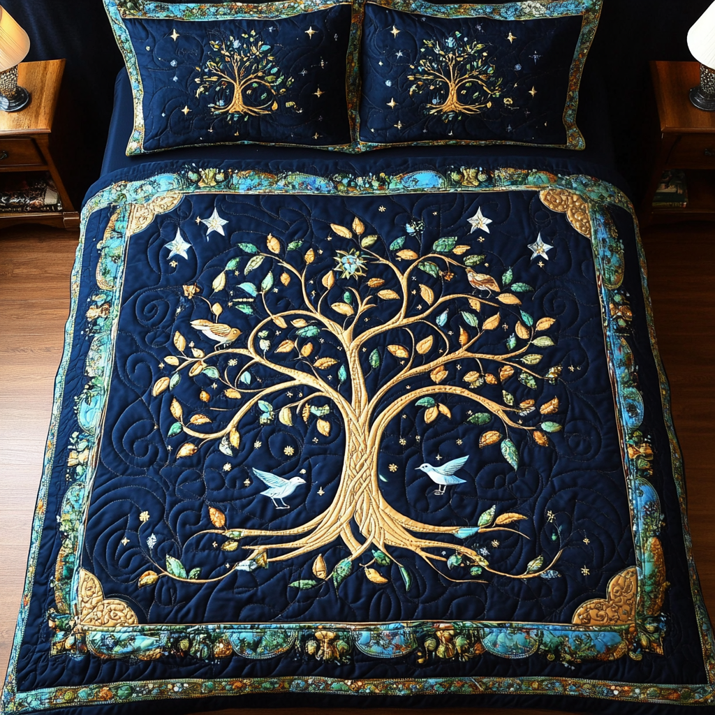 Gifts For Tree Lover Quilt Bed Set Celestial Tree Dreams-Homacus