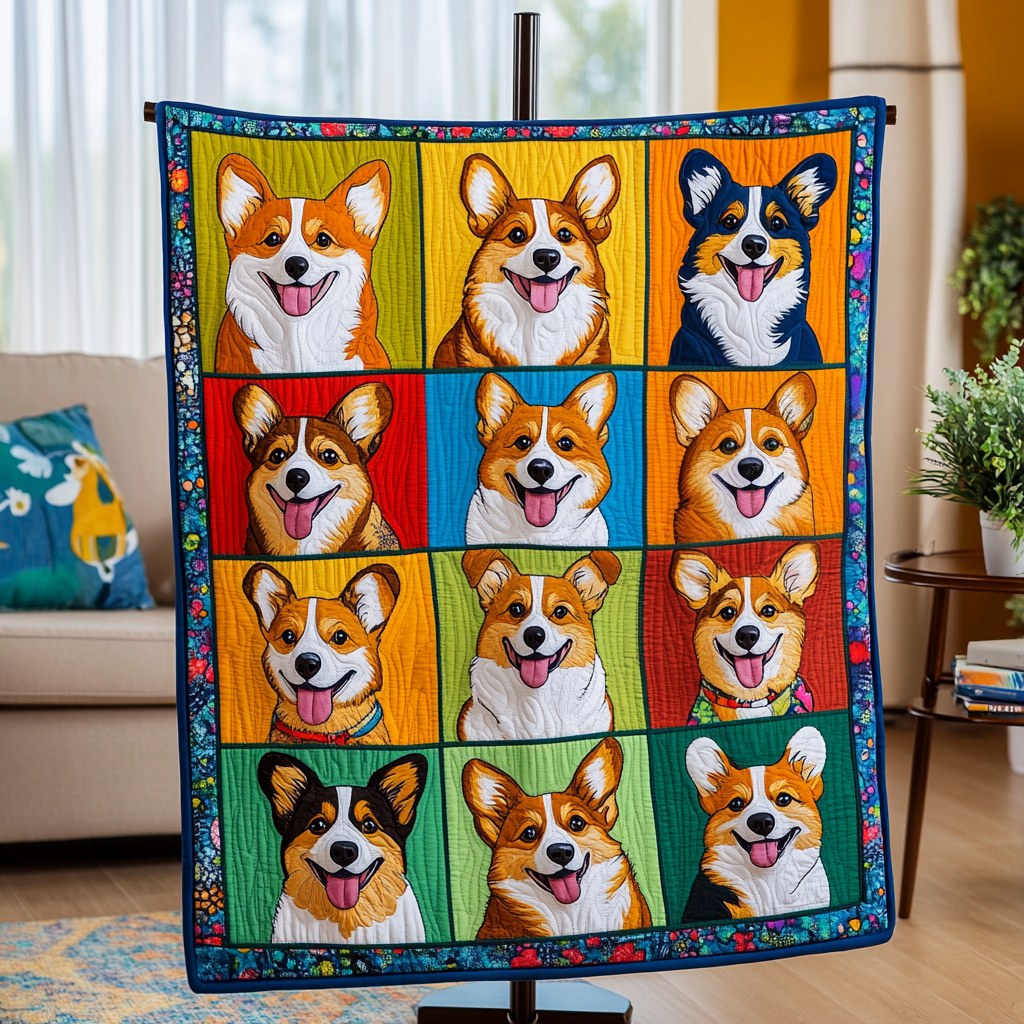 Gifts For Dog Lover Blanket Cheerful Corgi Gathering-Homacus