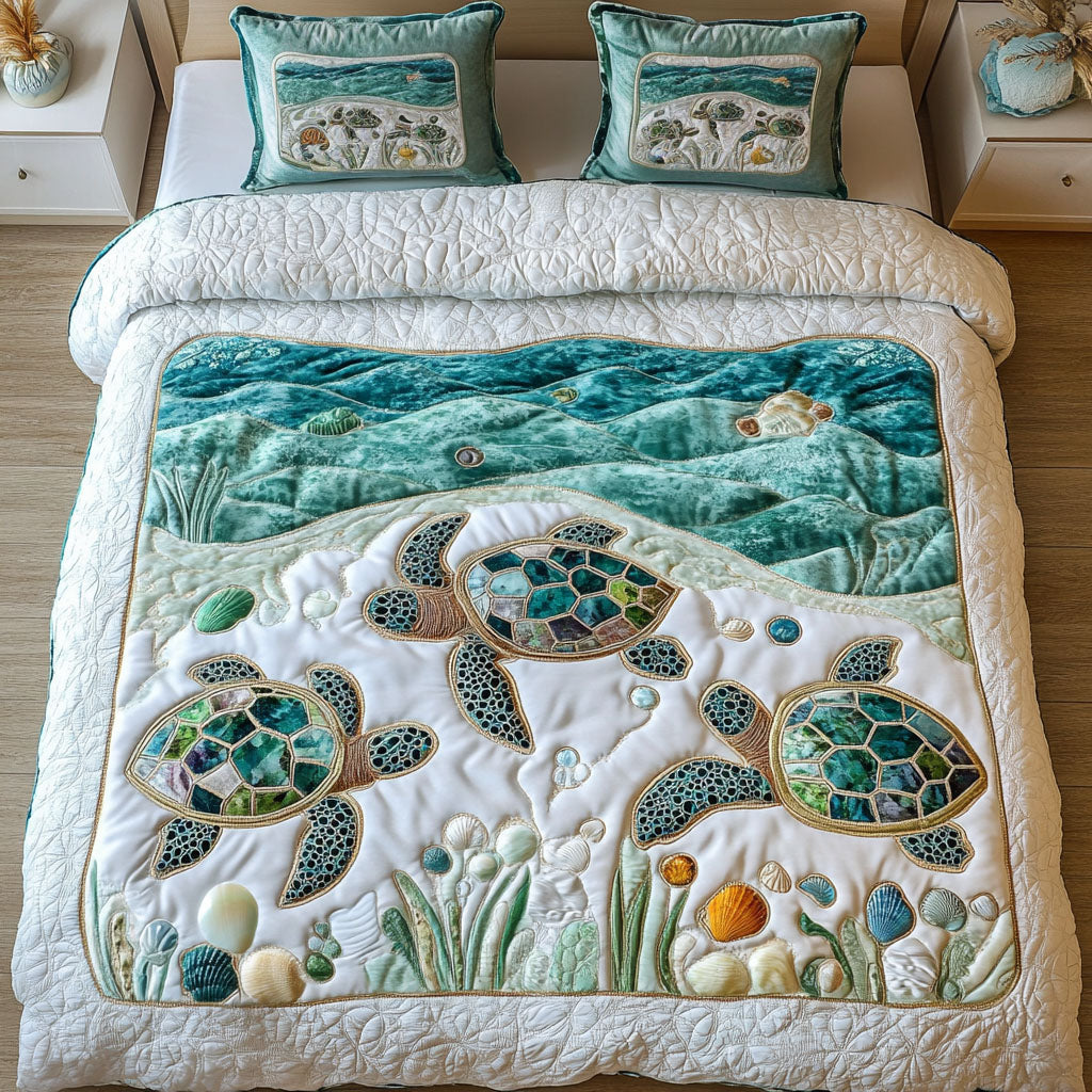 Gifts For Turtle Lover Quilt Bed Set Deep Blue-Homacus