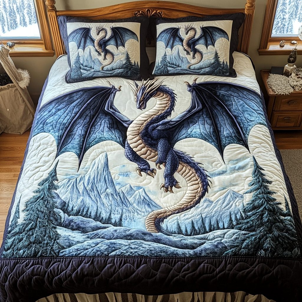 Gifts For Dragon Lover Quilt Bed Set Dragon Crest-Homacus