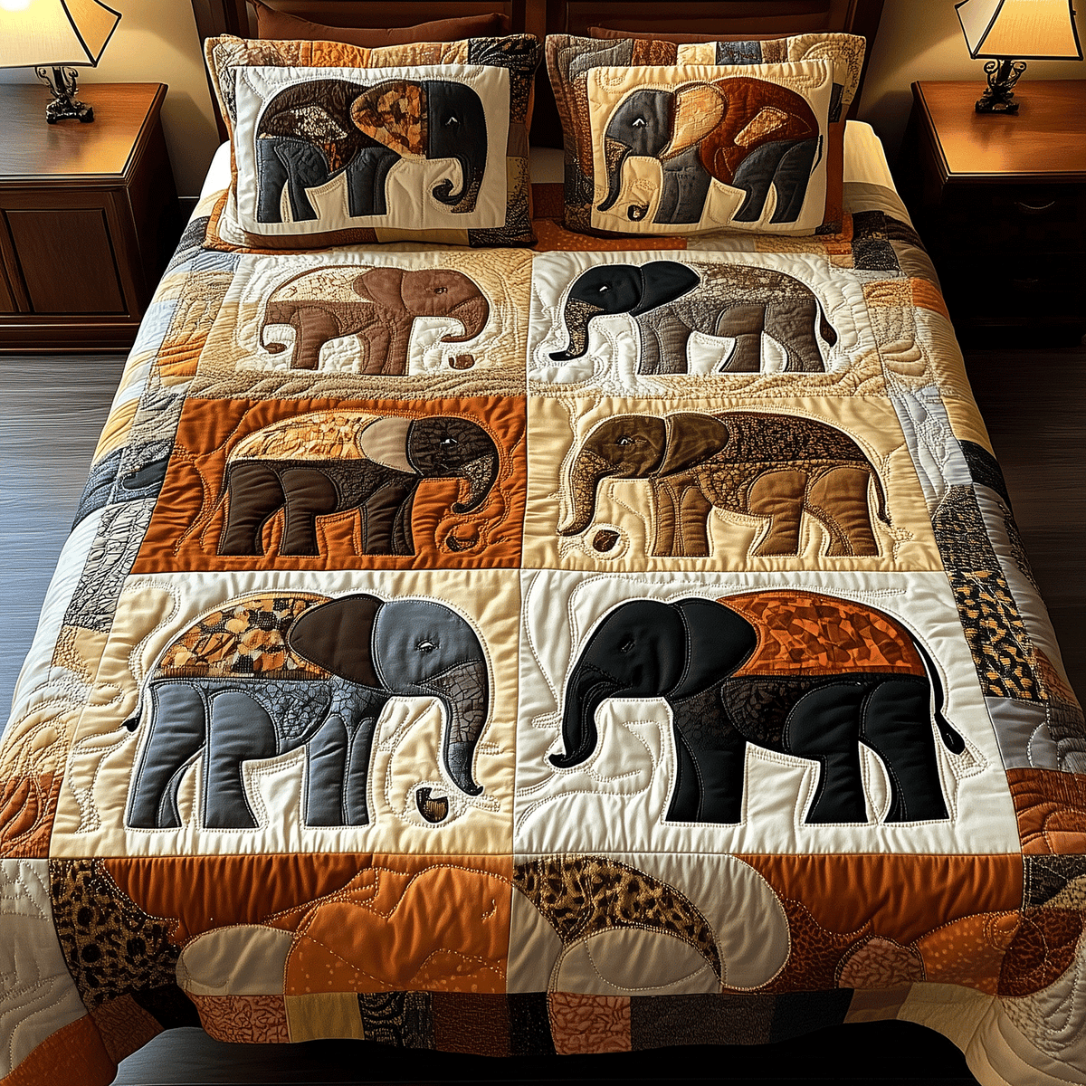 Gifts For Elephant Lover Quilt Bed Set Earthy Elephant Bliss-Homacus