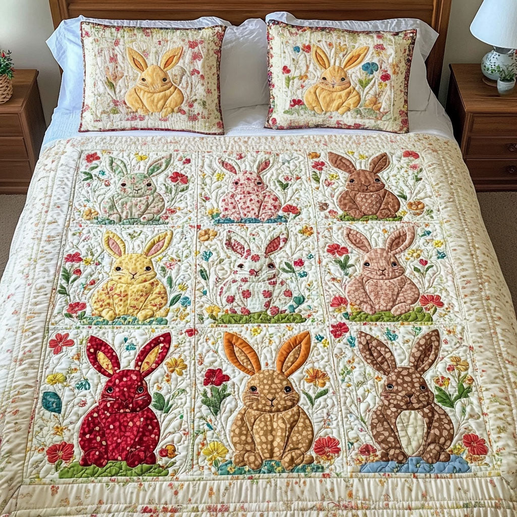 Gifts For Easter Quilt Bed Set Easter Bunny Meadow-Homacus