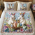 Gifts for Rabbit Lovers Quilt Bed Set Easter Bunny Eggs Flower-Homacus