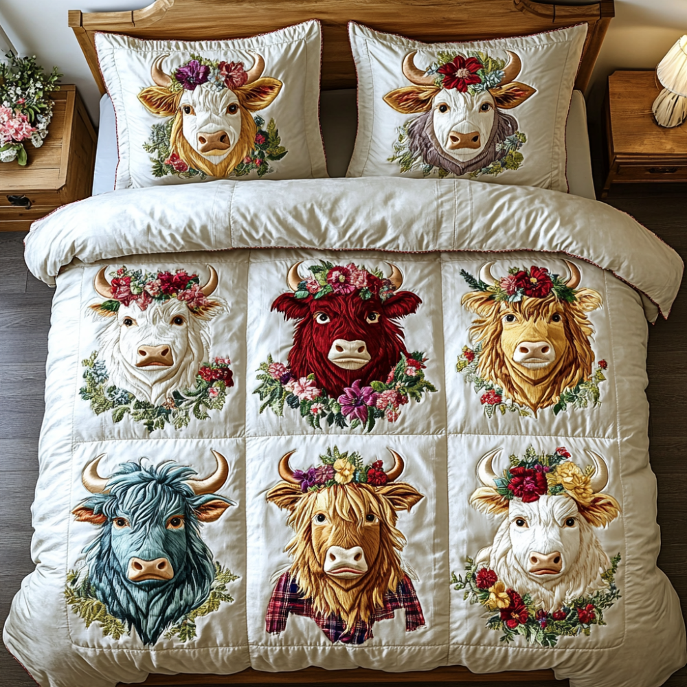 Gifts For Highland Cow Lovers Quilt Bed Set Farm Dreams-Homacus