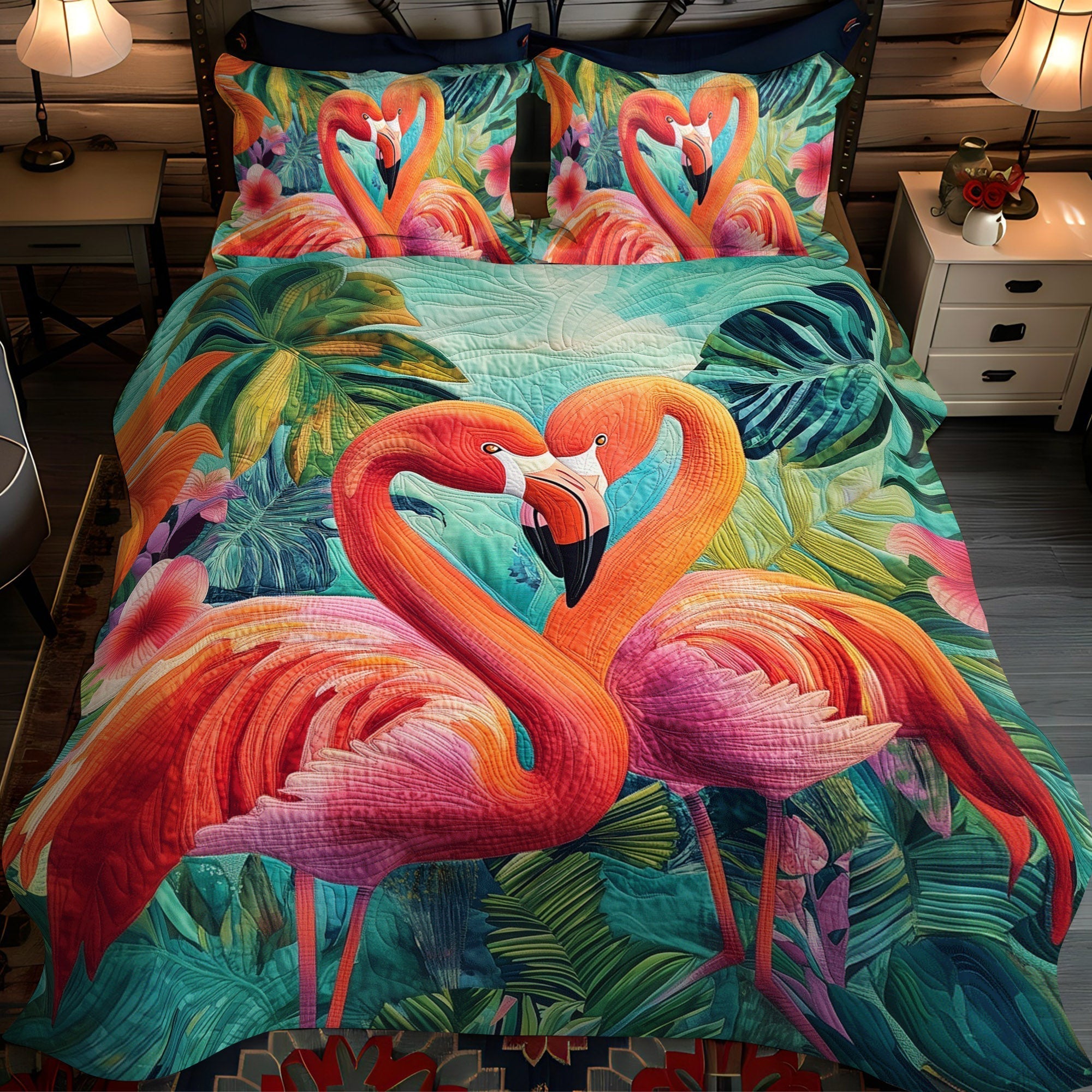 Gifts For Flamingo Lover Quilt Bed Set Flamingo Glow-Homacus