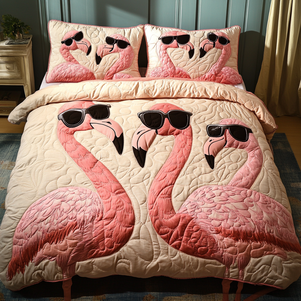 Gifts For Flamingo Lover Quilt Bed Set Flamingo Paradise-Homacus