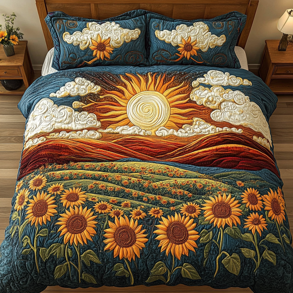 Gifts For Sunshine Quilt Bed Set Floral Sunburst-Homacus