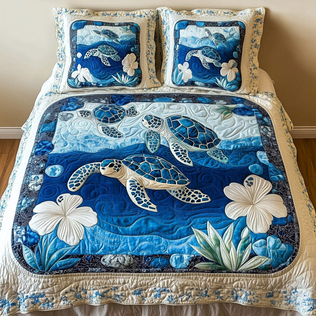 Gifts For Turtle Lover Quilt Bed Set Frosty Waters-Homacus