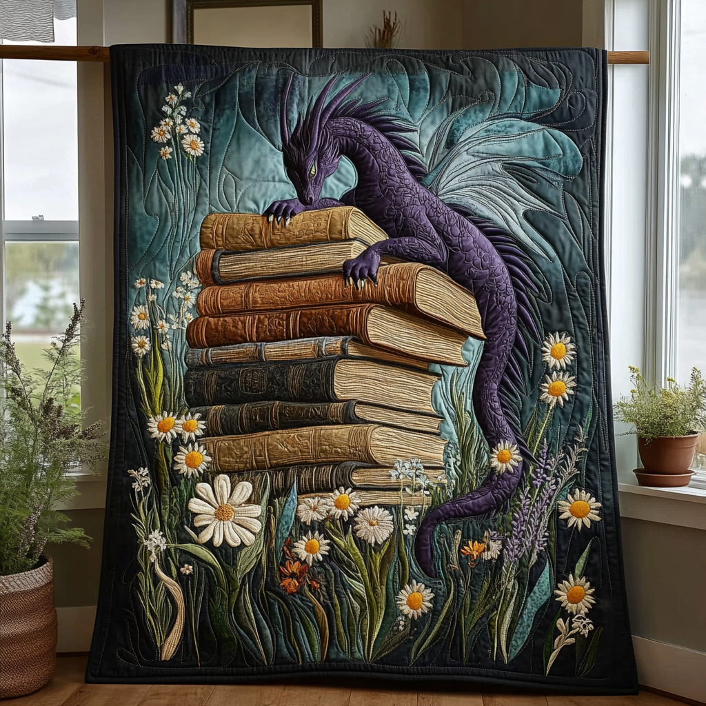 Gift For Dragon Lovers Blanket, Mystical Dragon & Book Guardian-Homacus