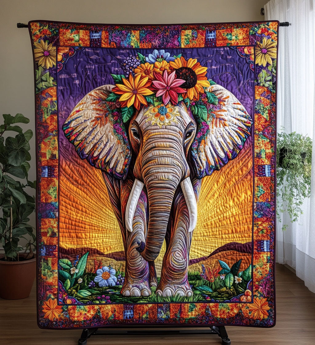 Gift For Elephant Lovers Blanket – Elephant Stroll In Blooming Meadows-Homacus