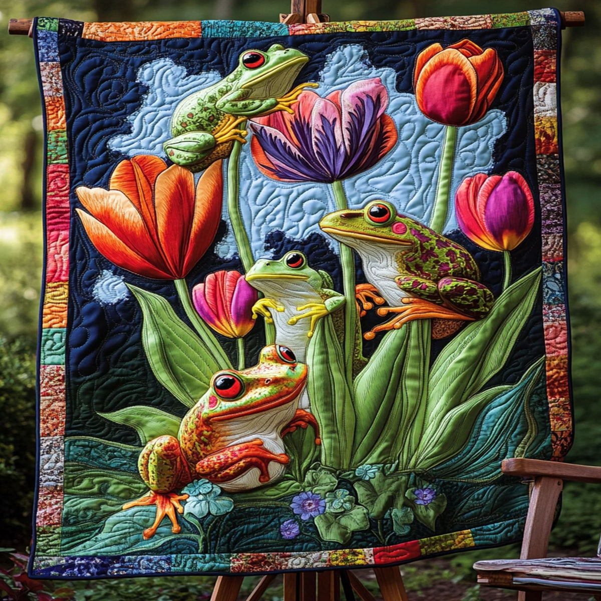 Gifts For Frog Lover Blanket Hoppy Wonderland-Homacus