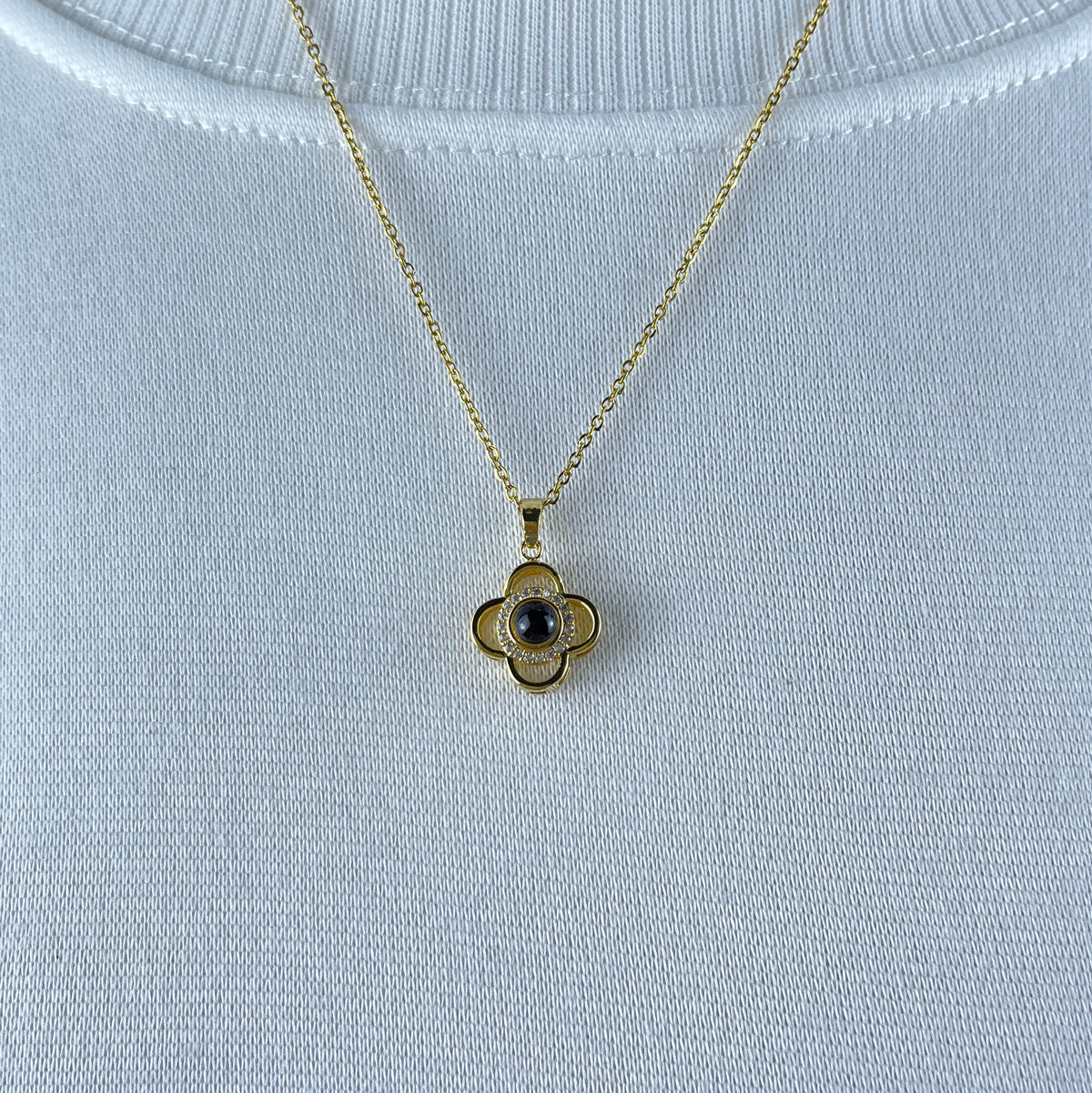 Custom Photo Projection Necklace - Lucky Clover Charm 39-Homacus