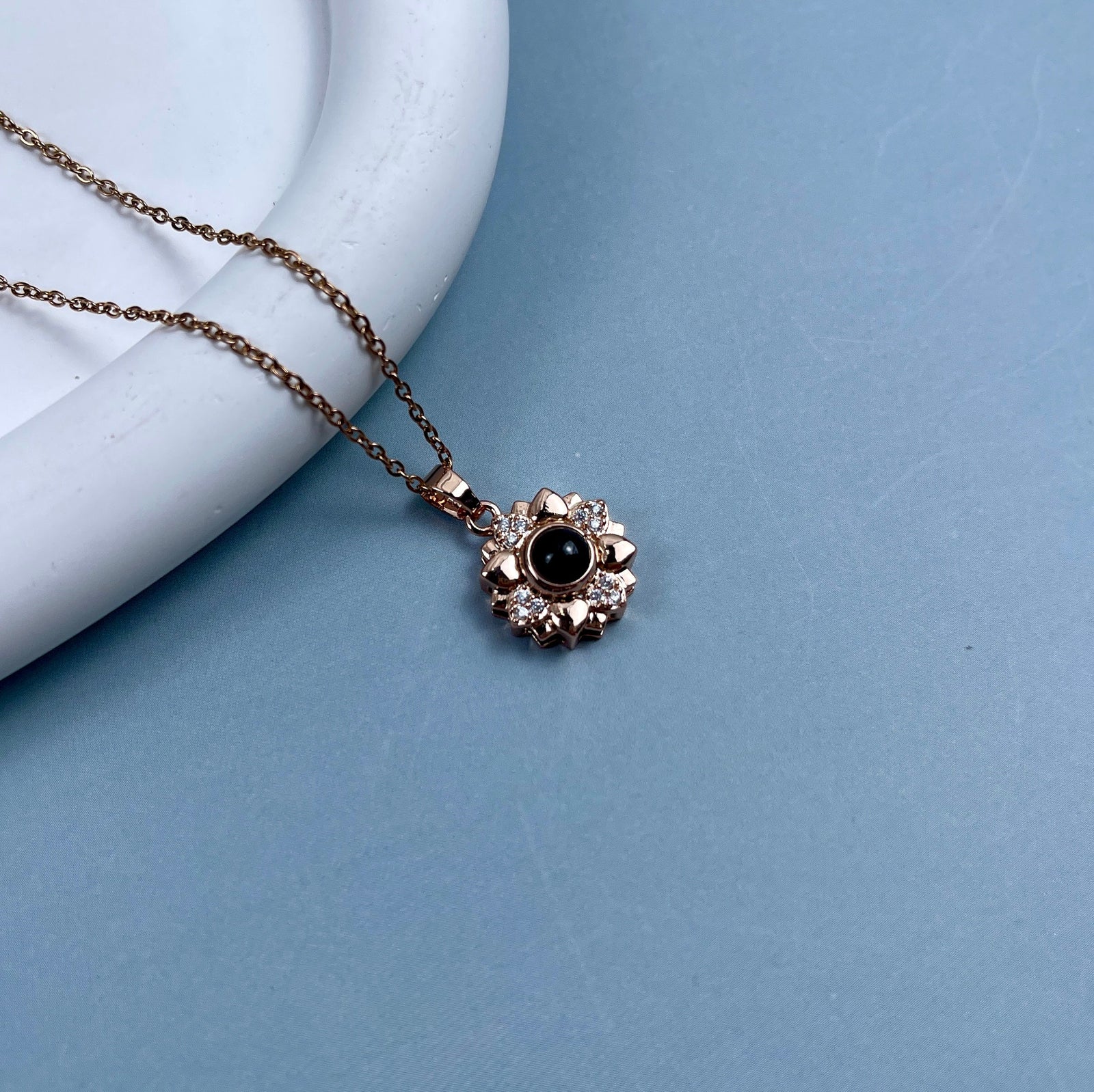 Custom Photo Projection Necklace - Lovely Sunflower Charm 13-Homacus